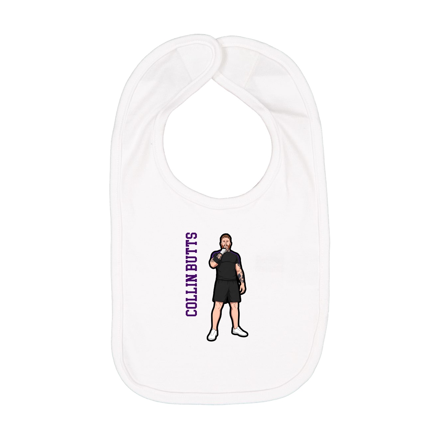 Infant Bib — Name Vertical in White