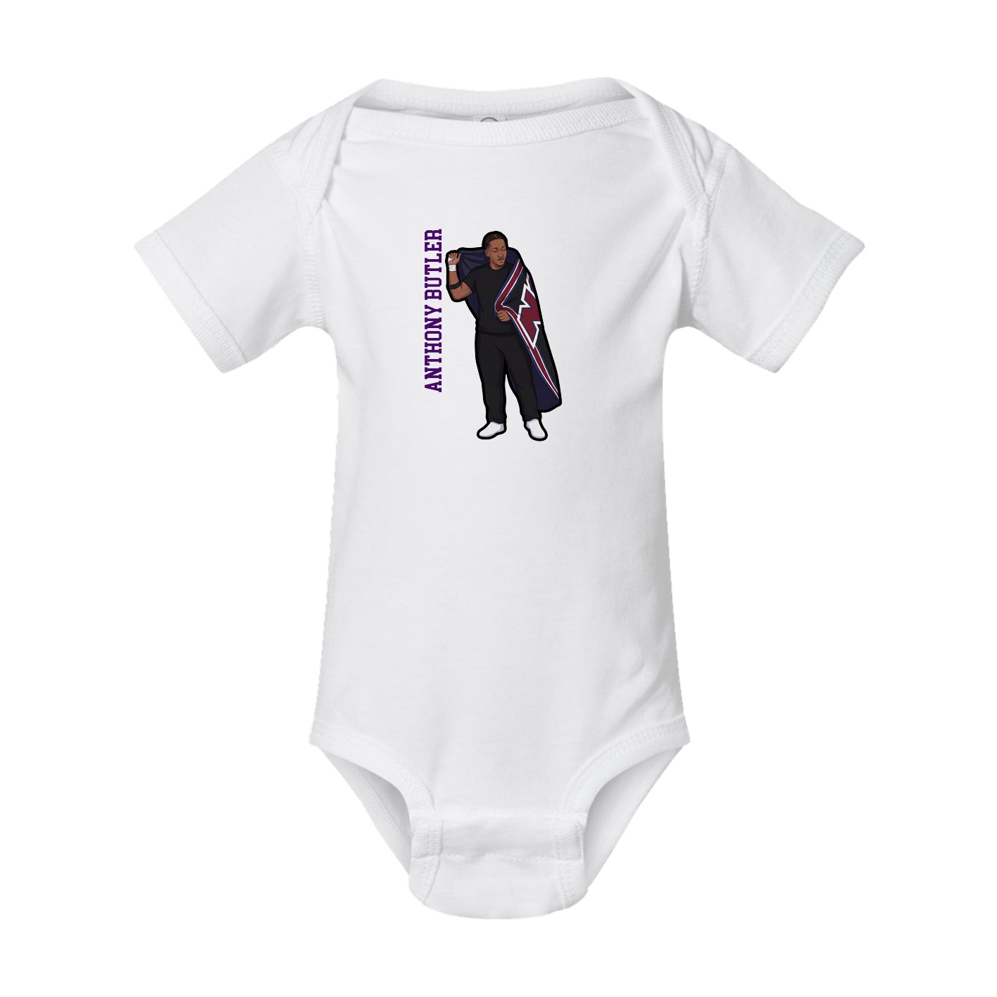 Baby Onesie — Name Vertical in White