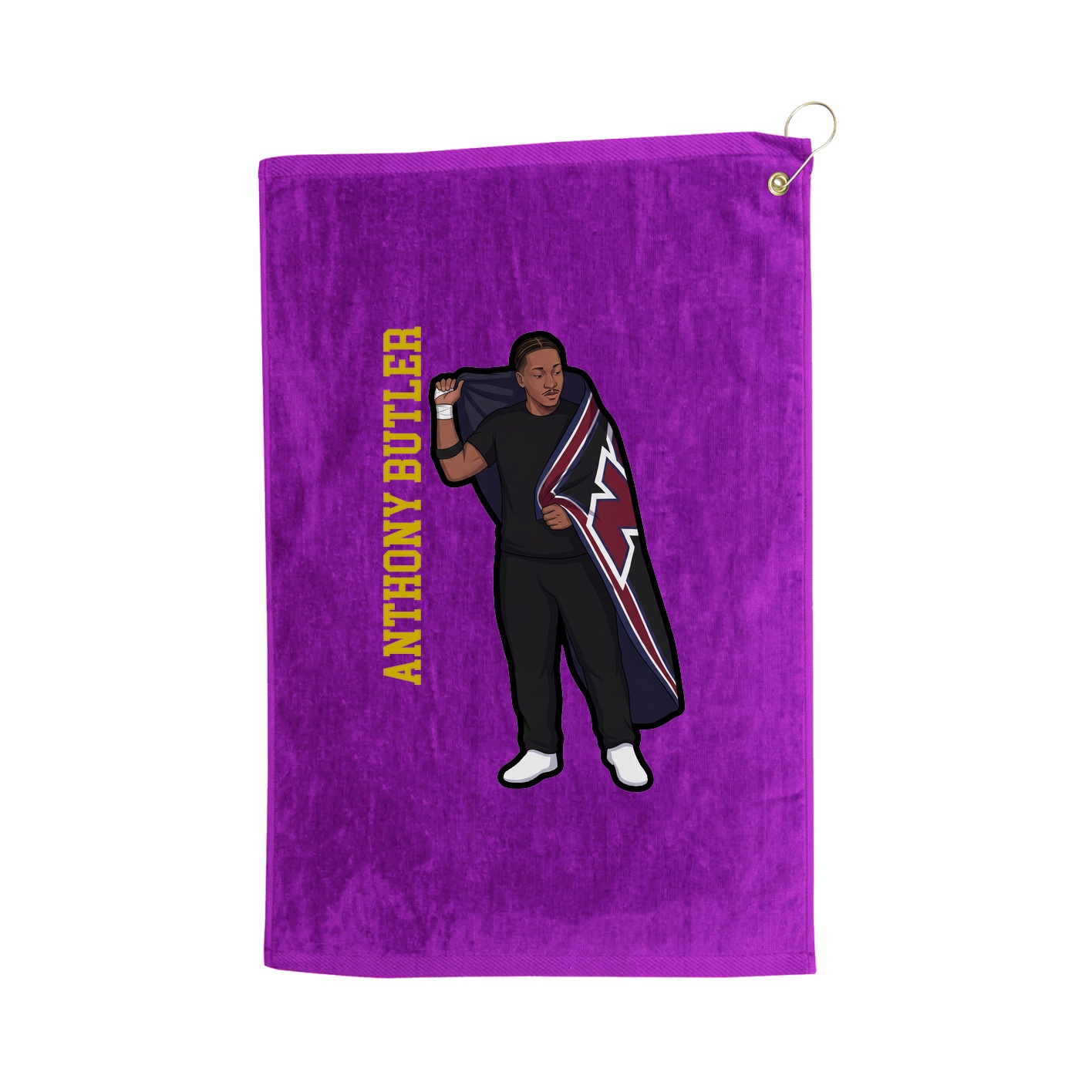 Golf Towel — Name Vertical in Purple