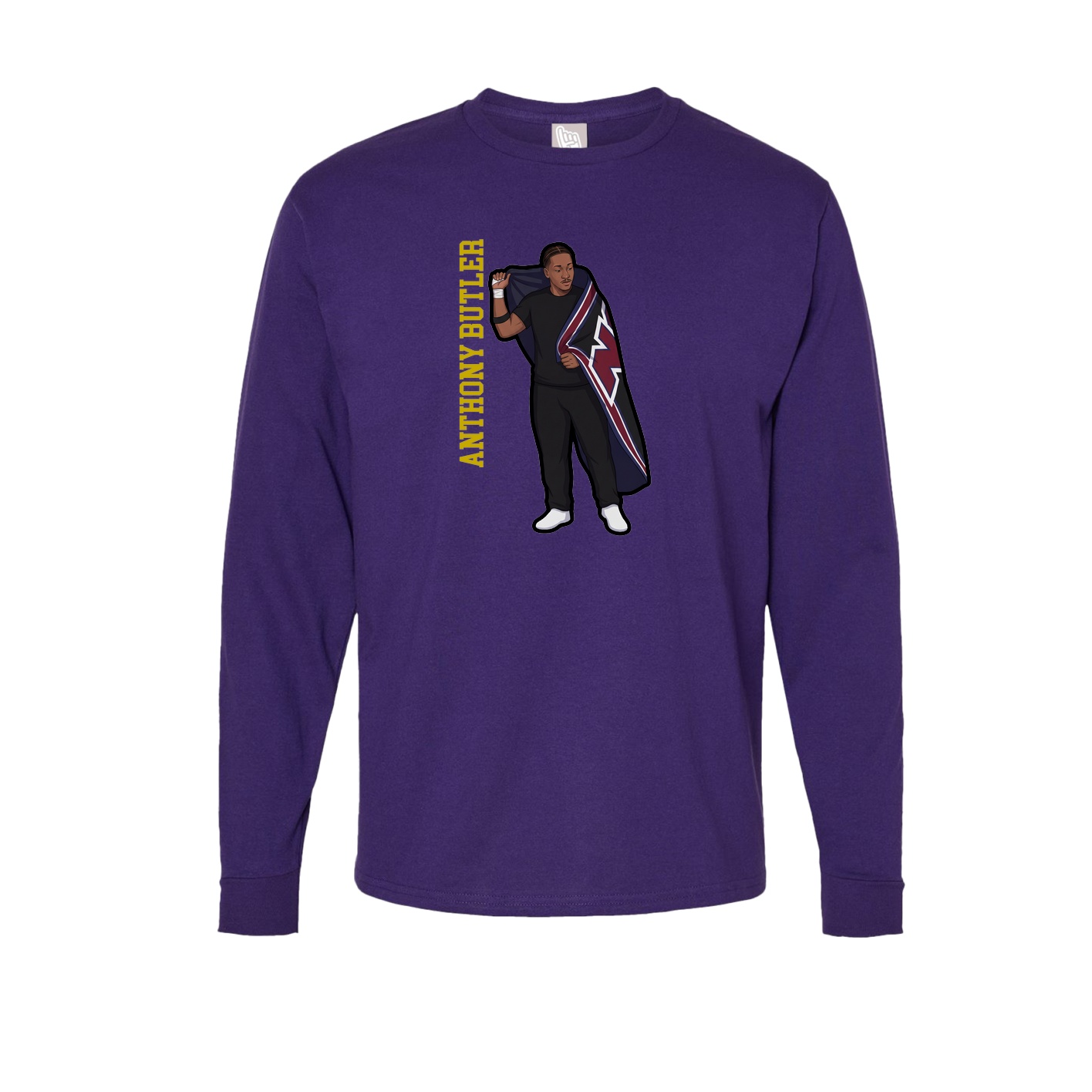 Long Sleeve Tee — Name Vertical in Purple