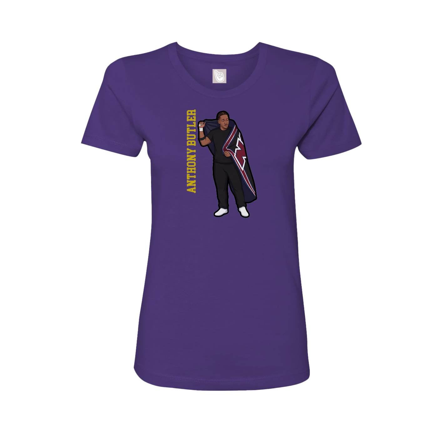 Fitted Women's Tee — Name Vertical in Purple