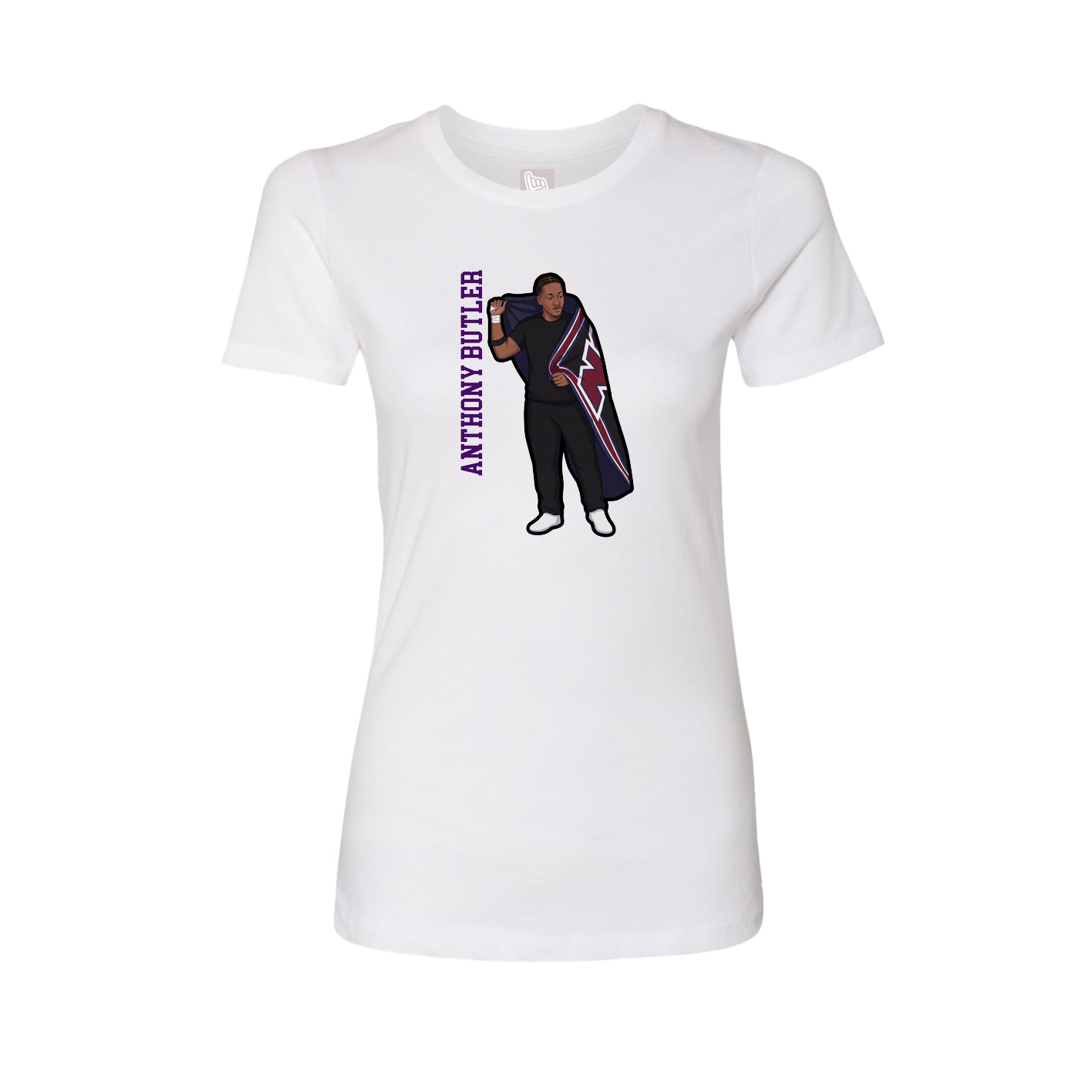 Fitted Women's Tee — Name Vertical in White