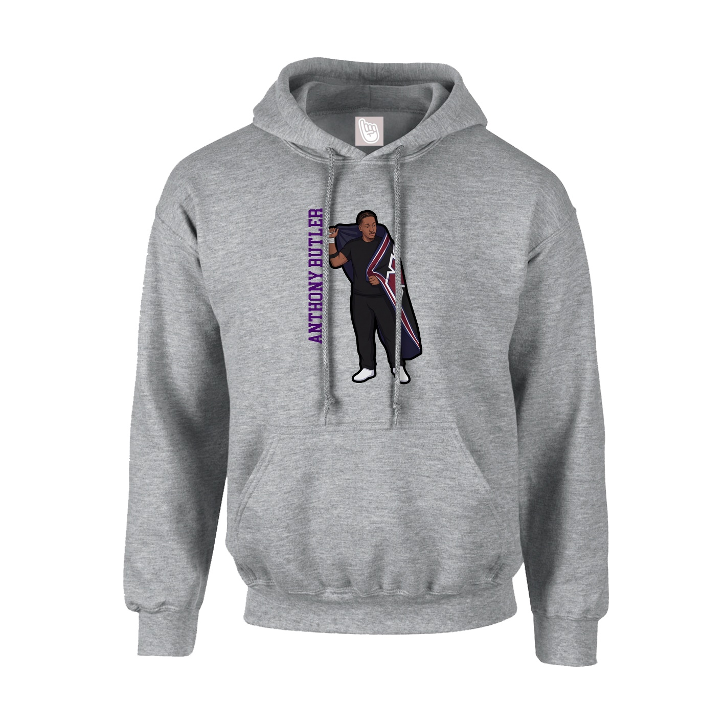 Youth Hoodie — Name Vertical in Grey