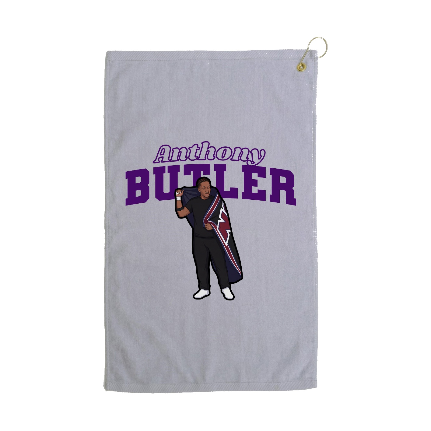 Golf Towel — Name Arch in Grey