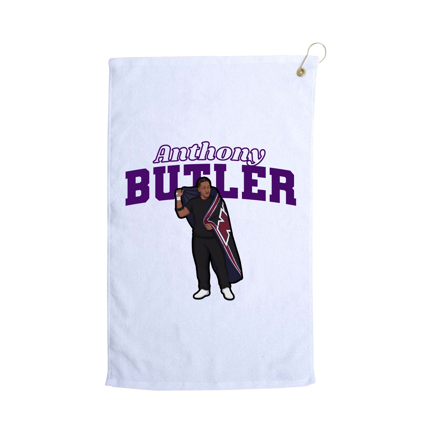 Golf Towel — Name Arch in White
