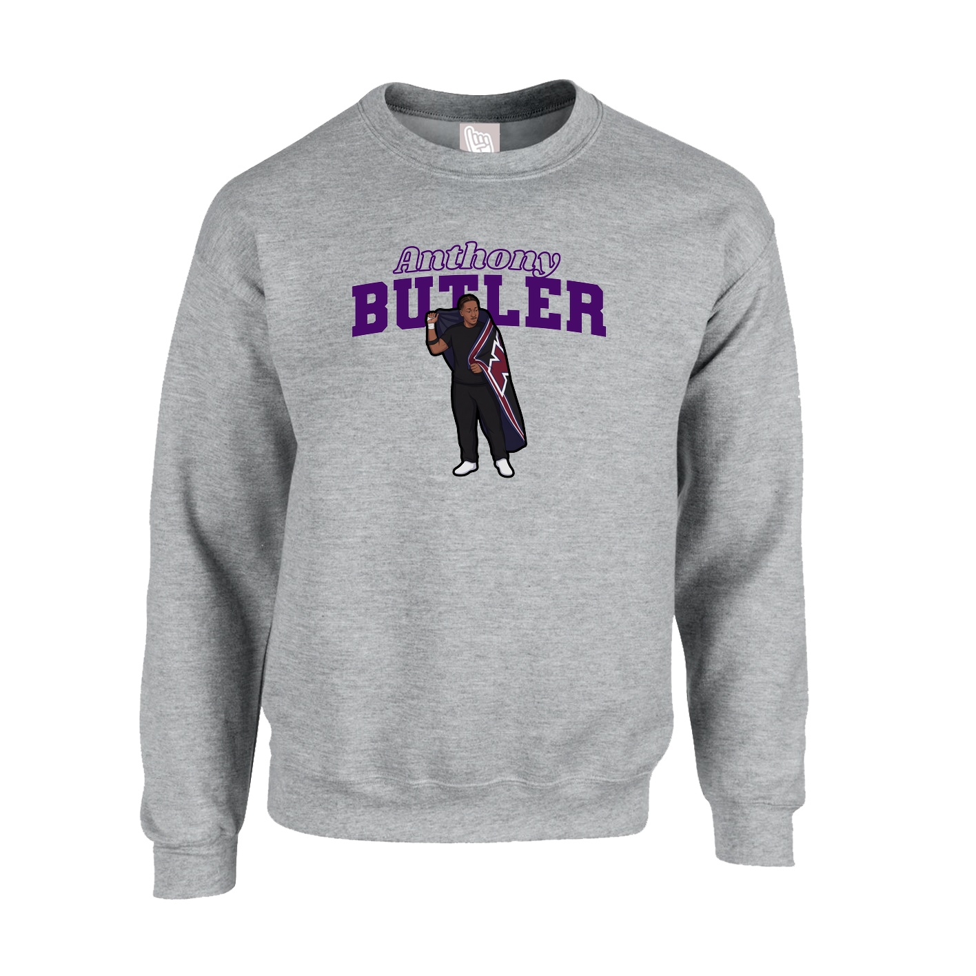 Fleece Crew — Name Arch in Grey