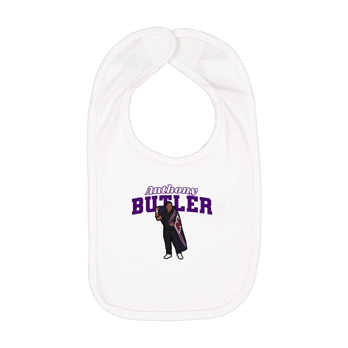 Infant Bib — Name Arch in White