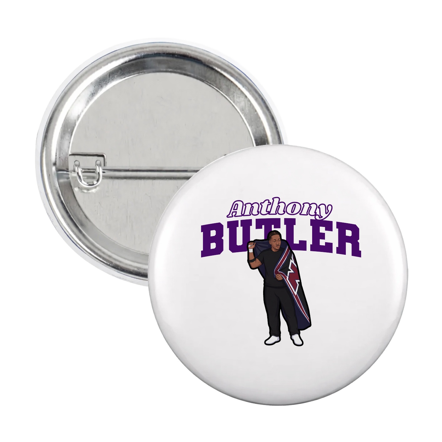 Game Day Button — Name Arch in White