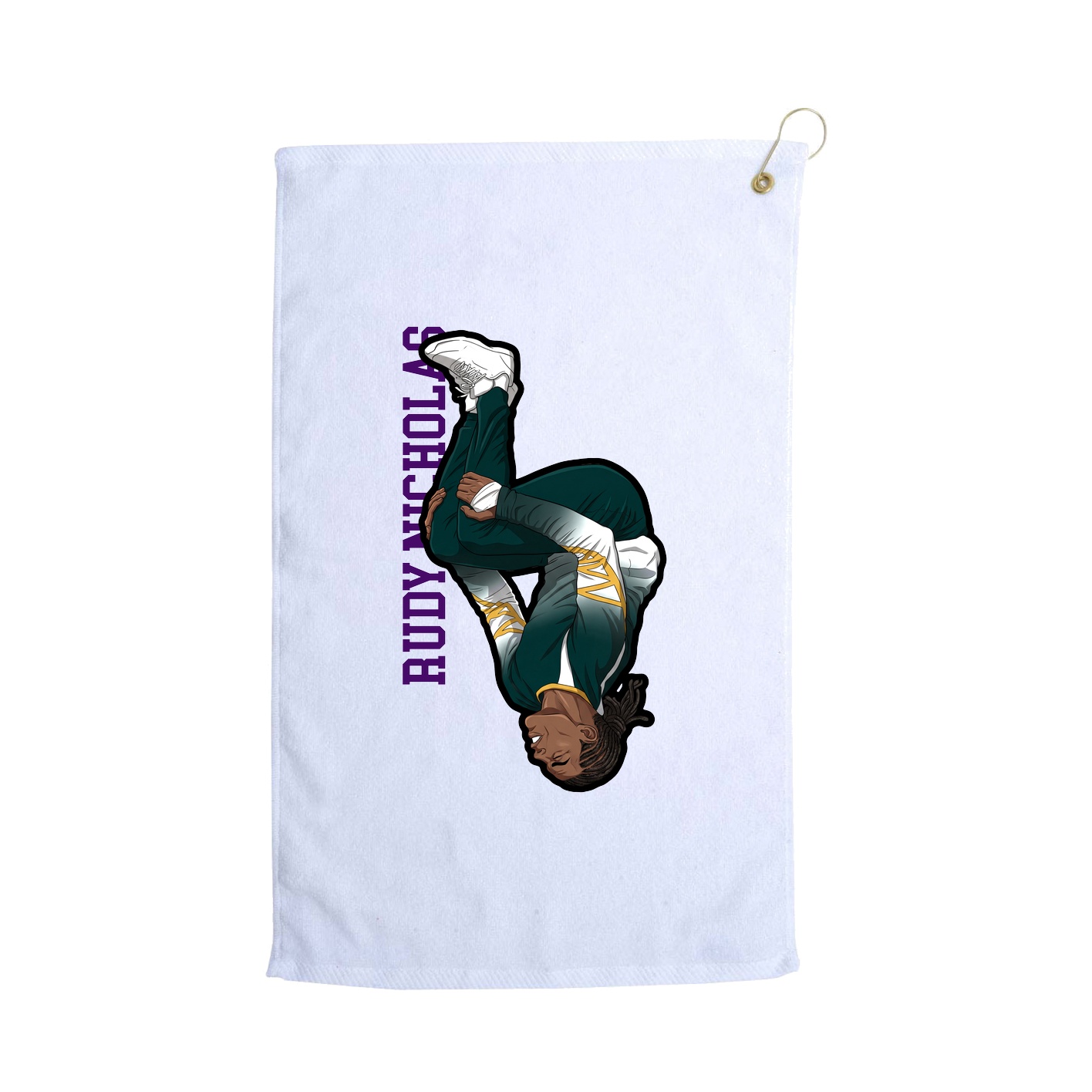 Golf Towel — Name Vertical in White