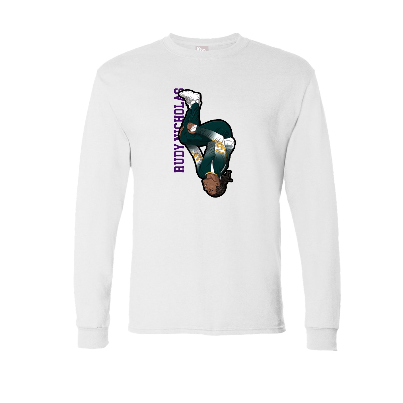 Long Sleeve Tee — Name Vertical in White
