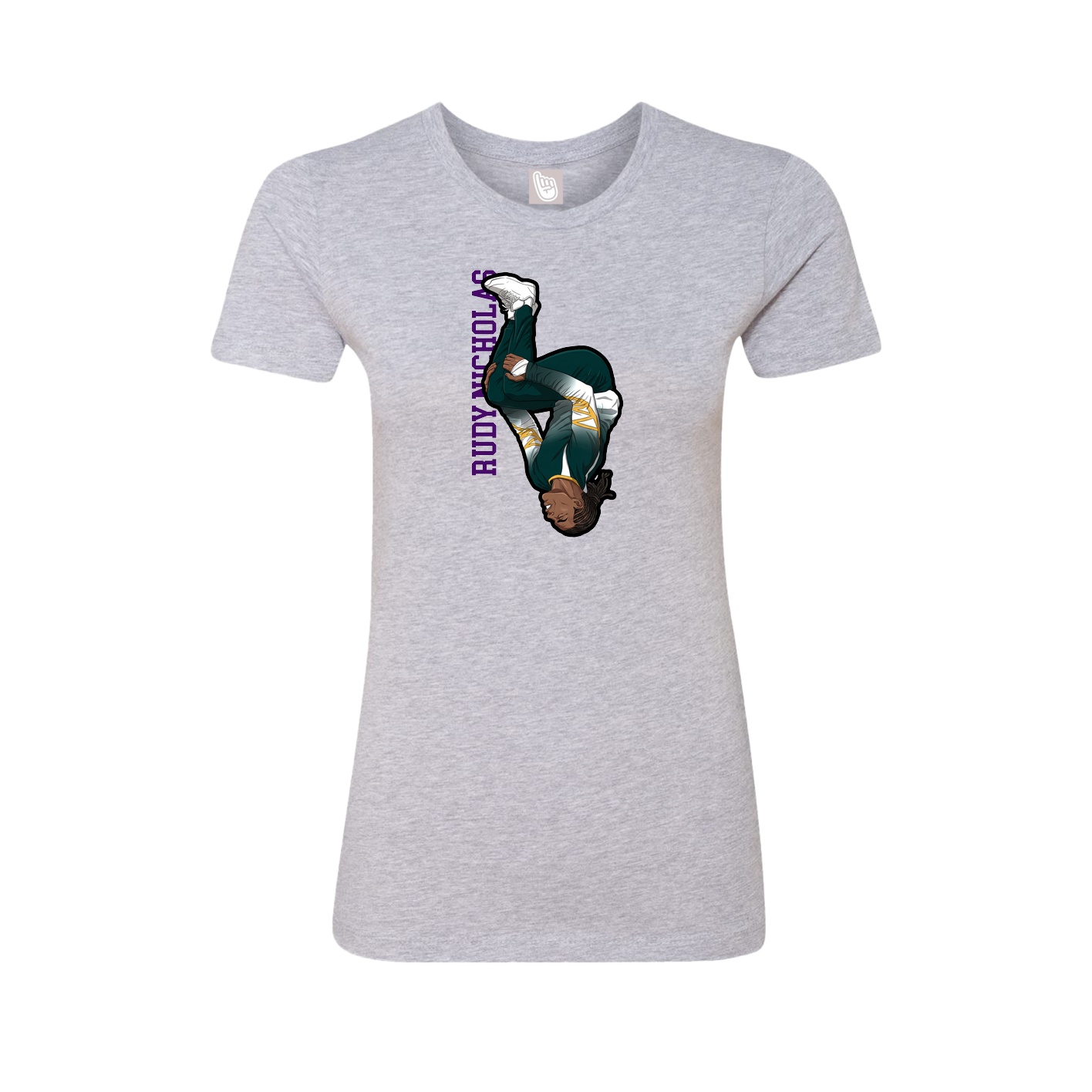 Fitted Women's Tee — Name Vertical in Grey