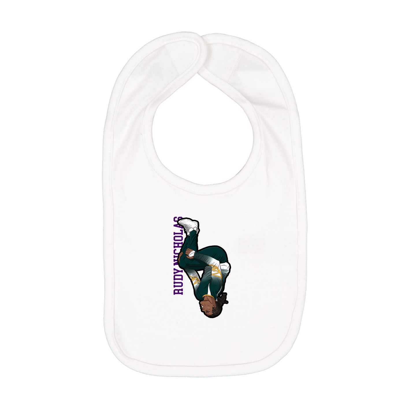Infant Bib — Name Vertical in White