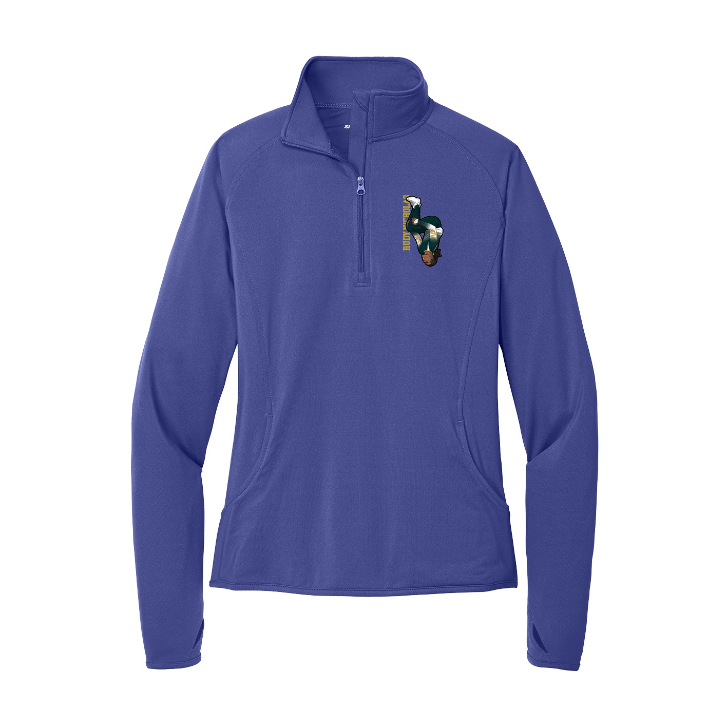 Women's Q-Zip Pullover — Name Vertical in Purple