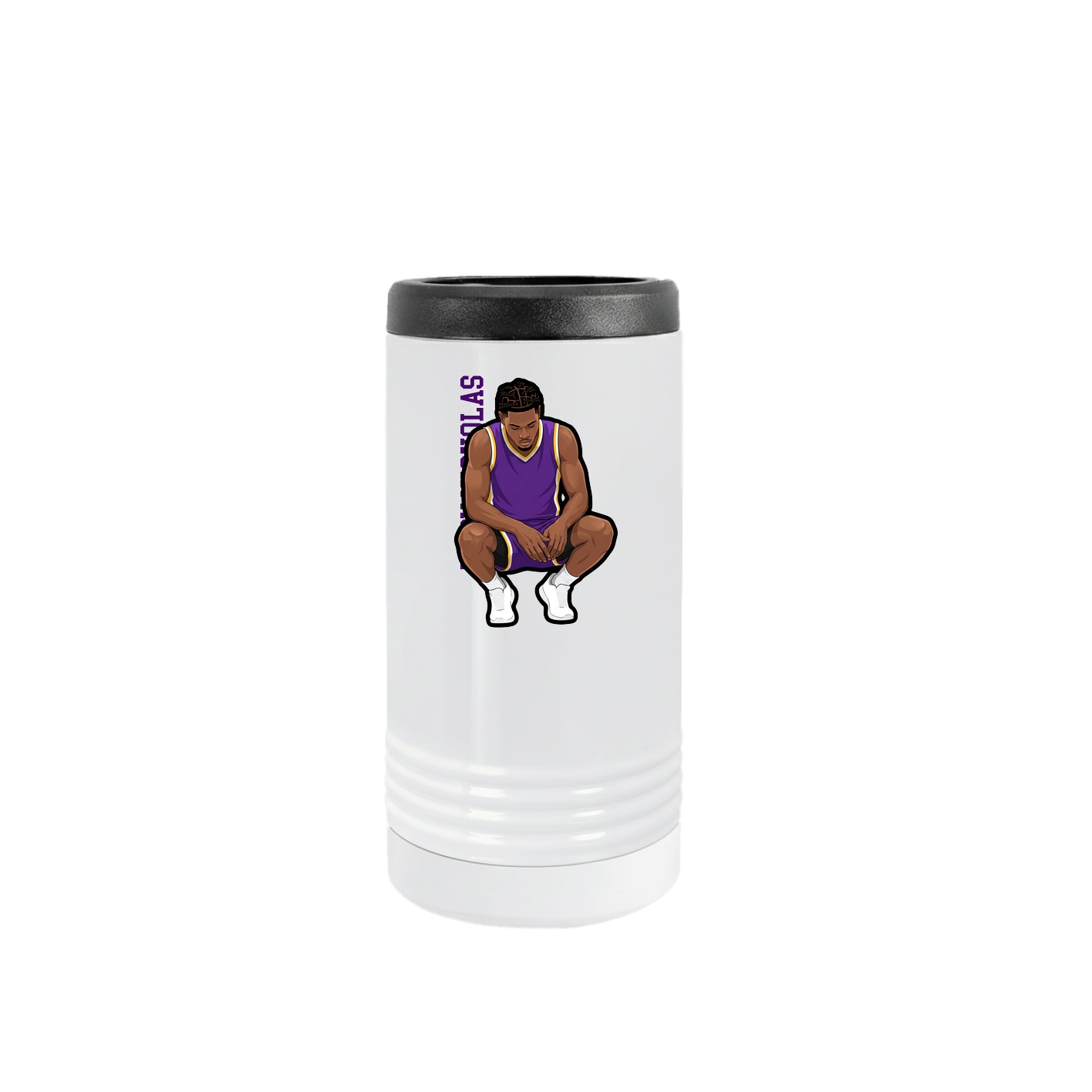 Slim Beverage Holder — Name Vertical in White