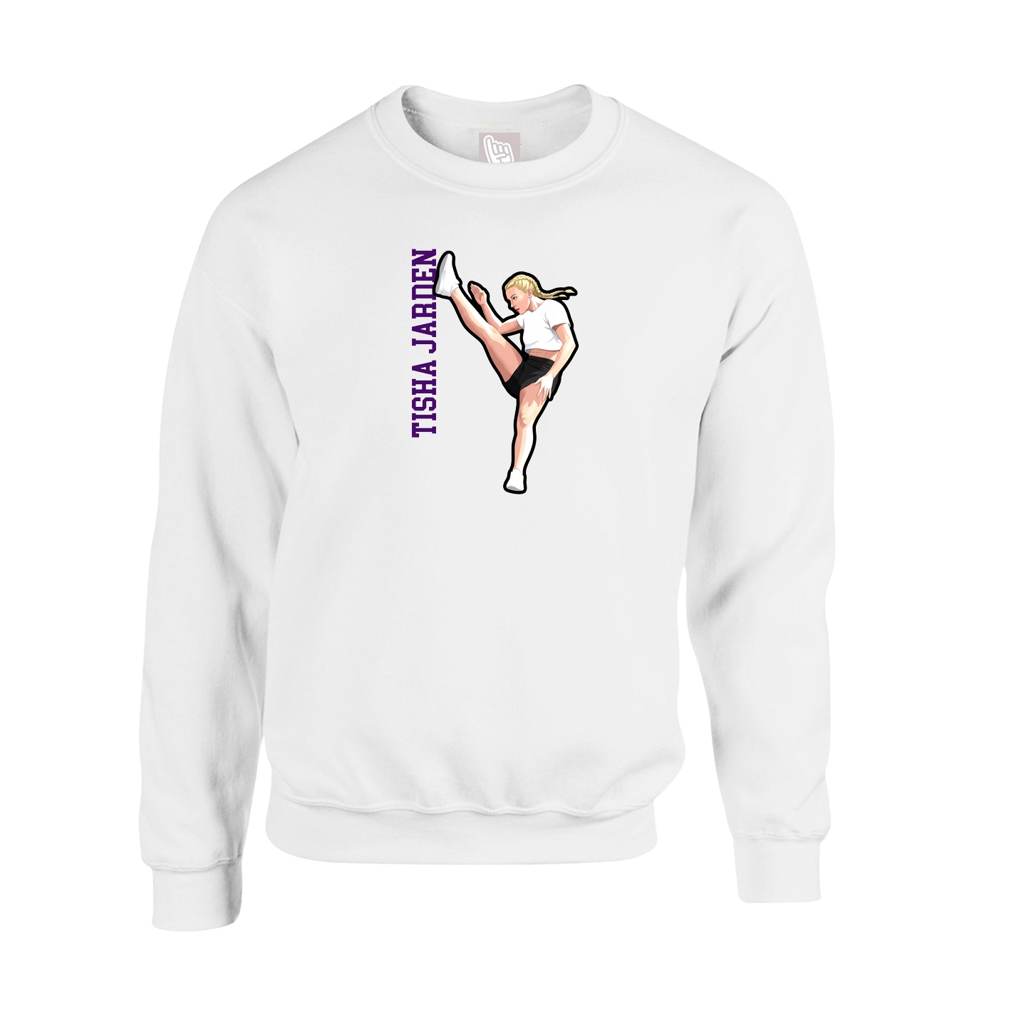 Fleece Crew — Name Vertical in White