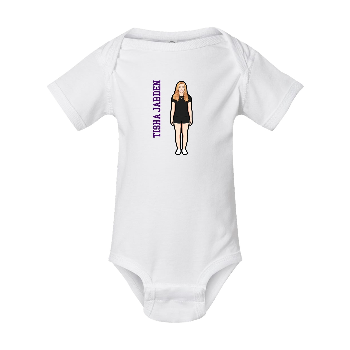 Baby Onesie — Name Vertical in White