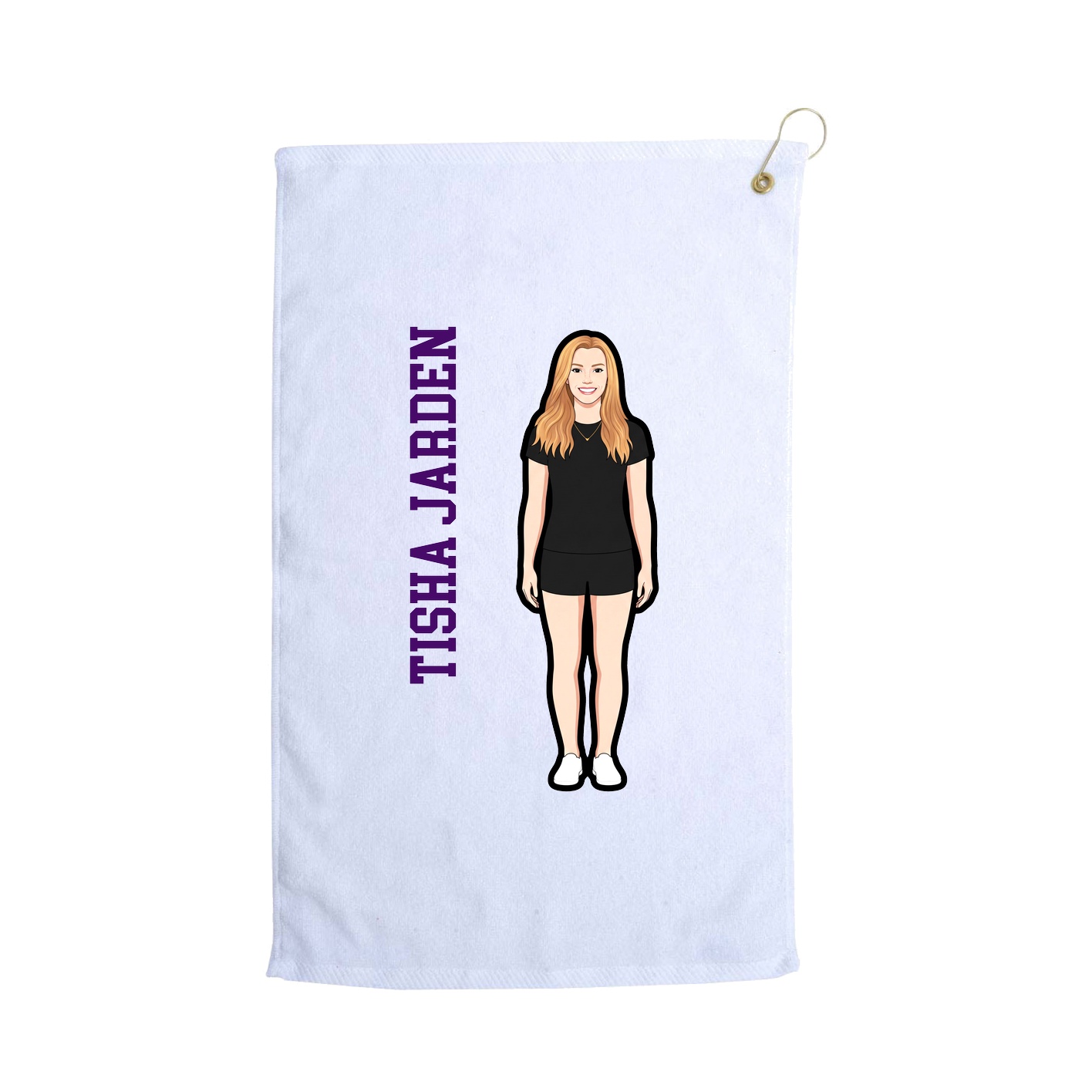 Golf Towel — Name Vertical in White