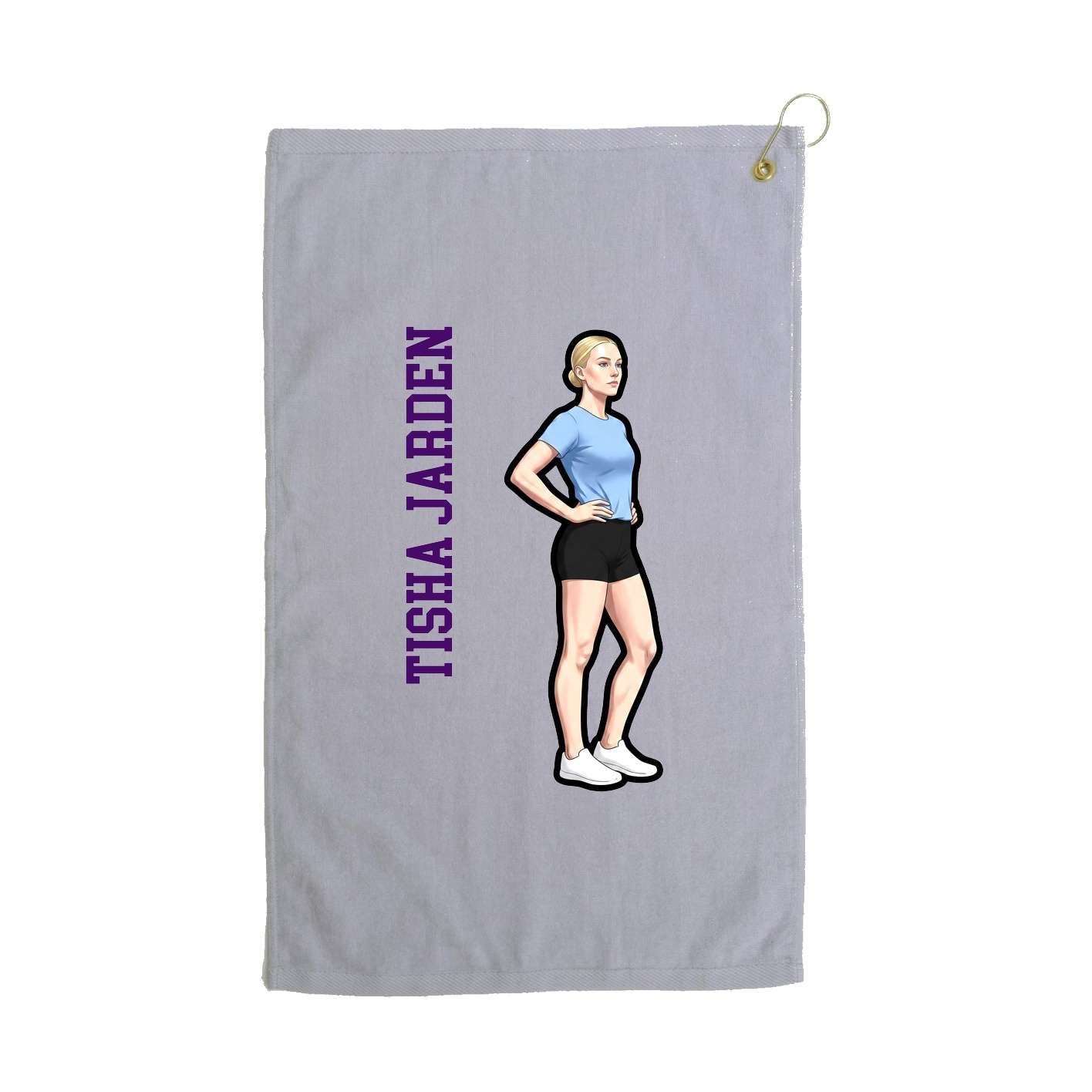 Golf Towel — Name Vertical in Grey