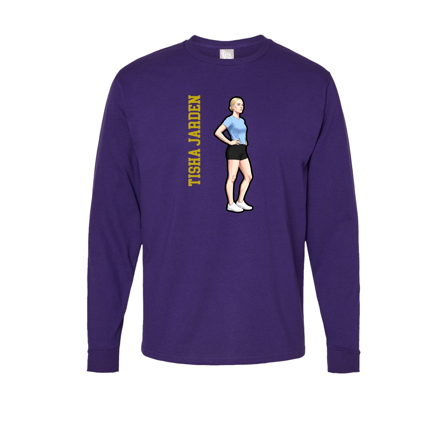 Long Sleeve Tee — Name Vertical in Purple