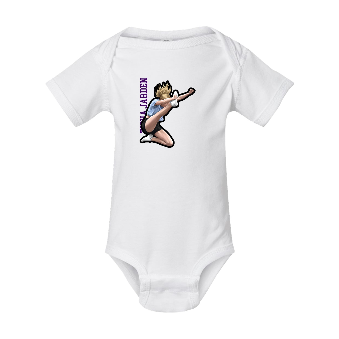 Baby Onesie — Name Vertical in White