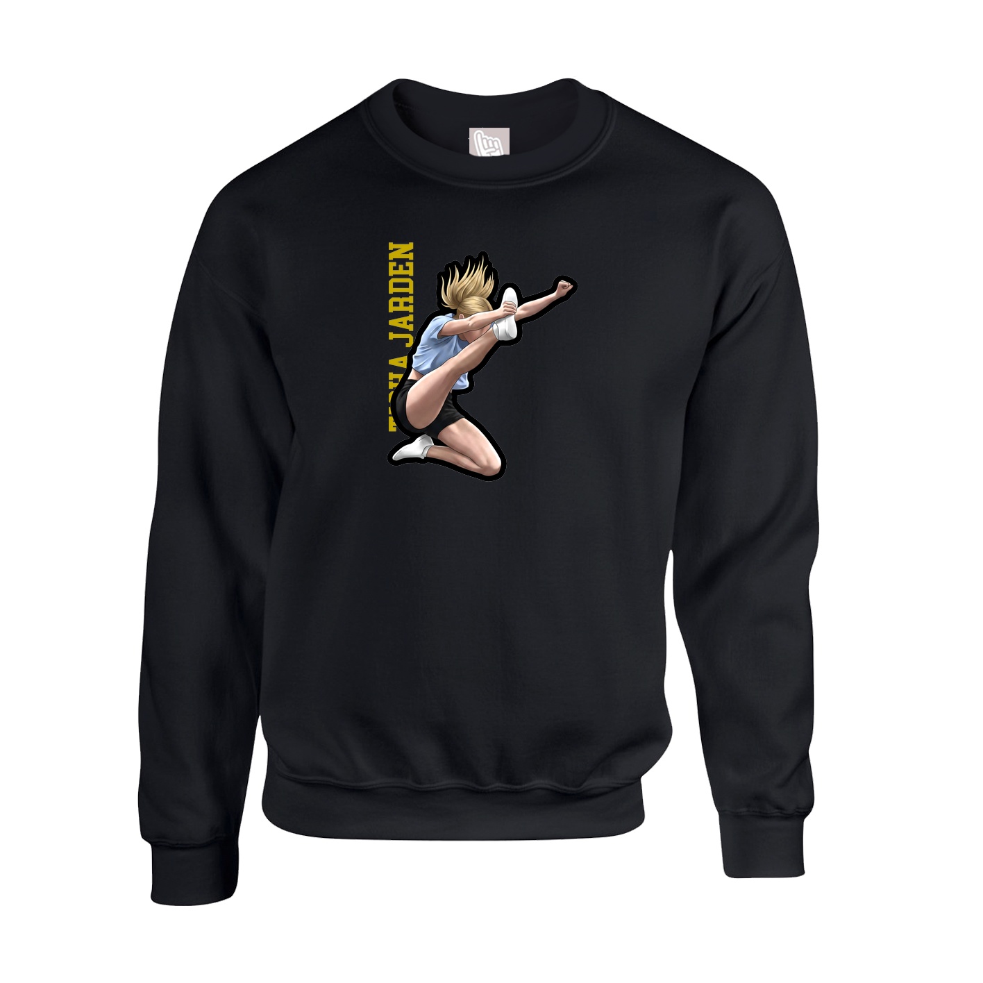 Fleece Crew — Name Vertical in Black