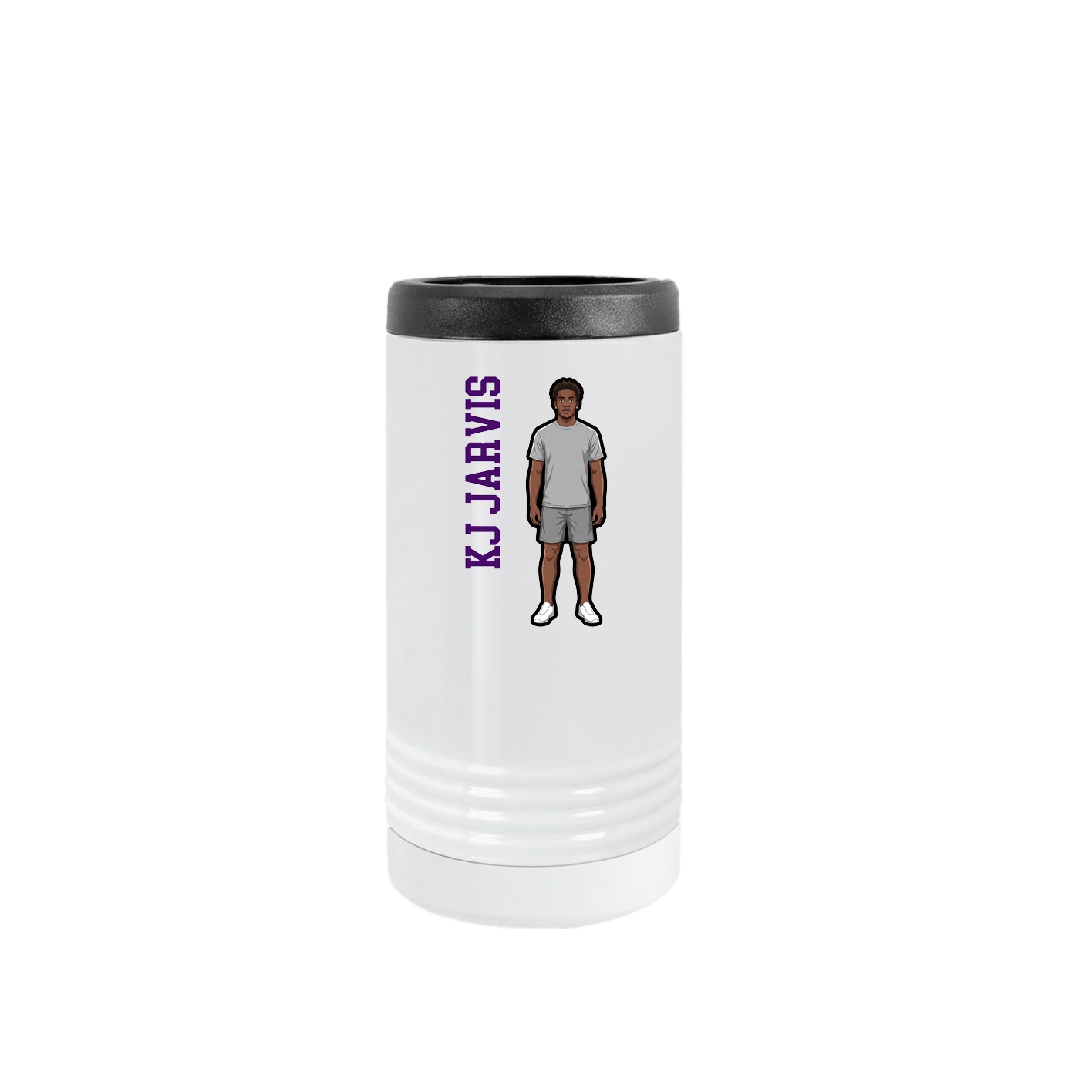 Slim Beverage Holder — Name Vertical in White