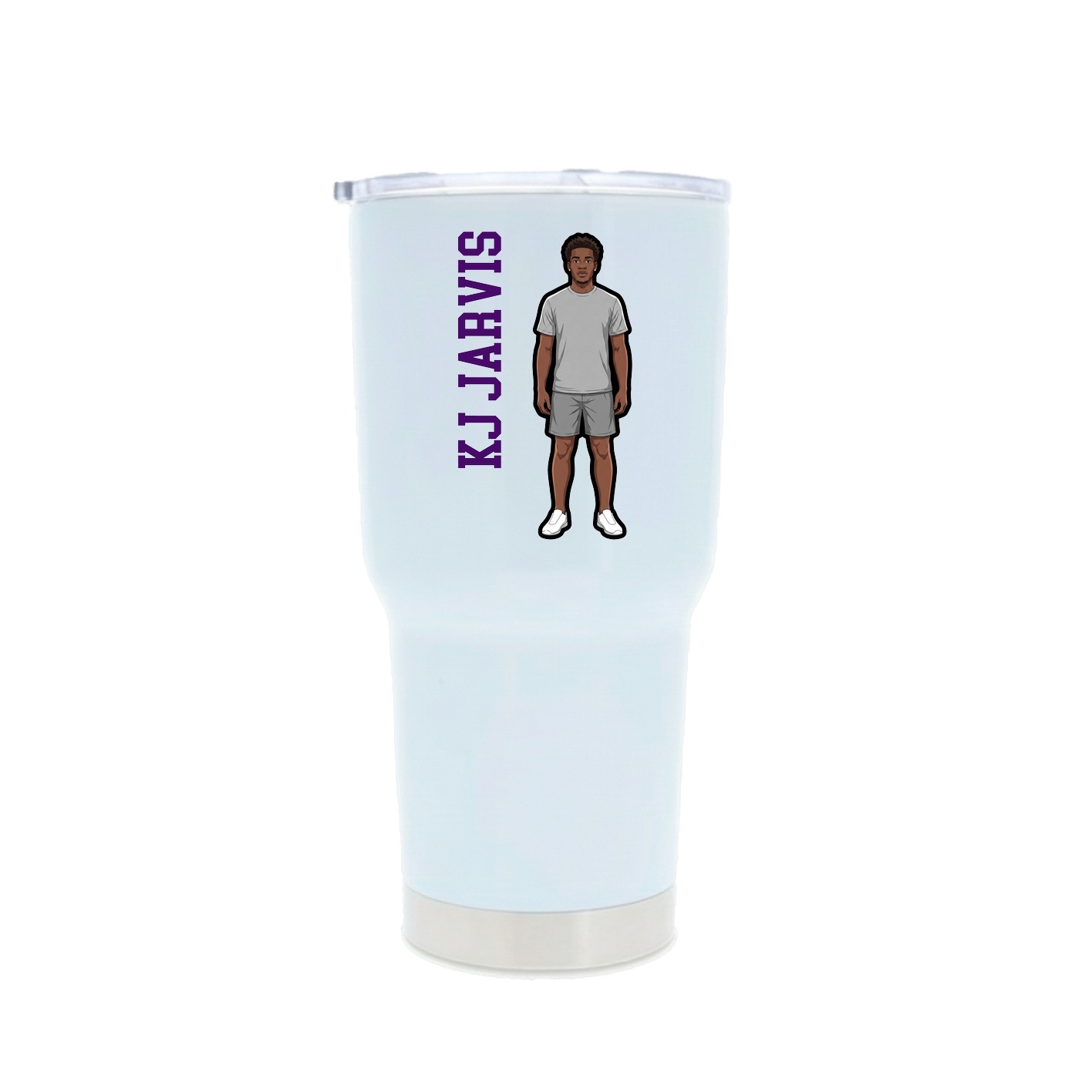 30oz Stainless Steel Tumbler — Name Vertical in White