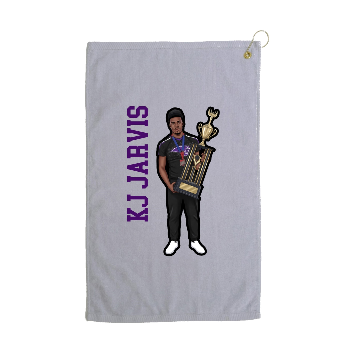 Golf Towel — Name Vertical in Grey