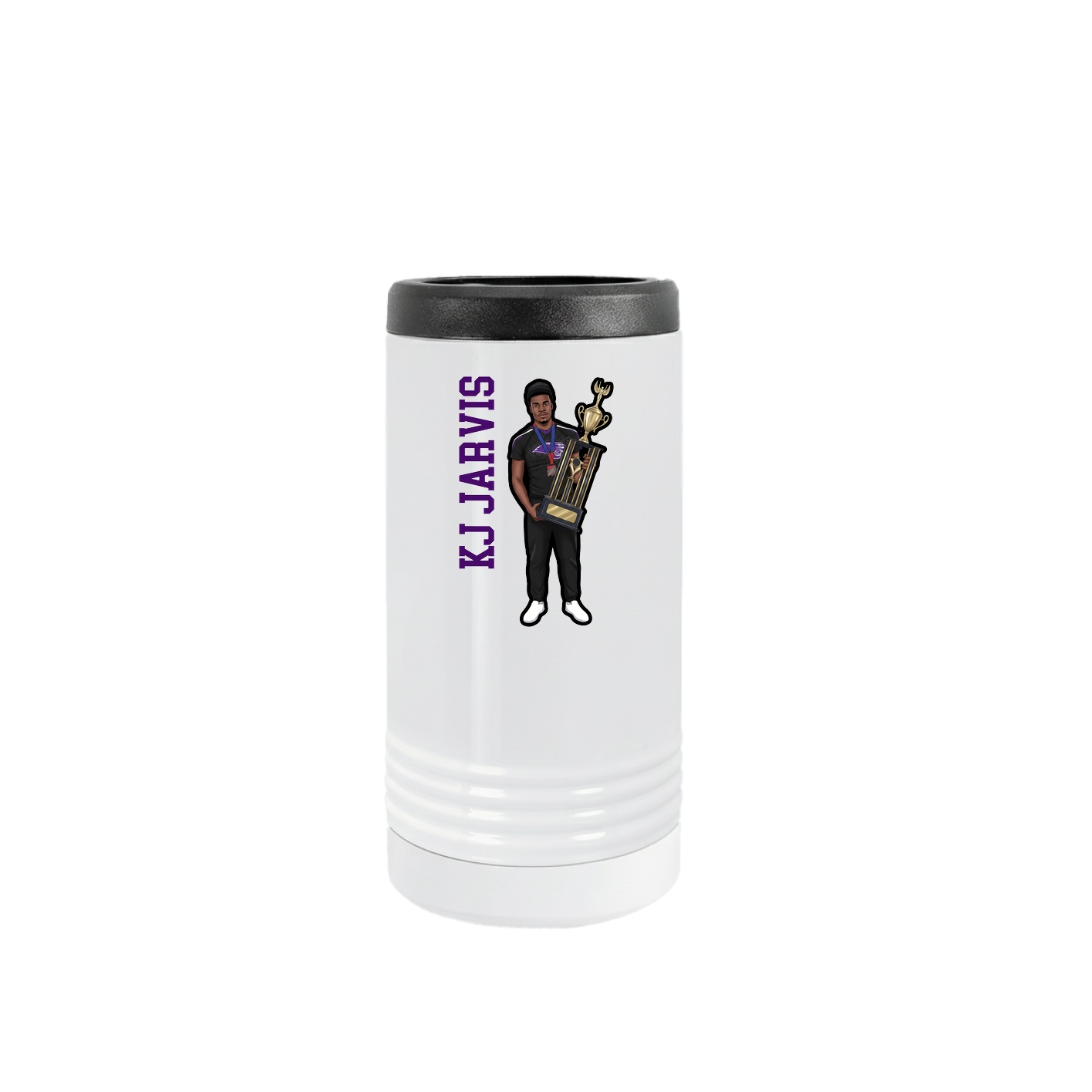 Slim Beverage Holder — Name Vertical in White