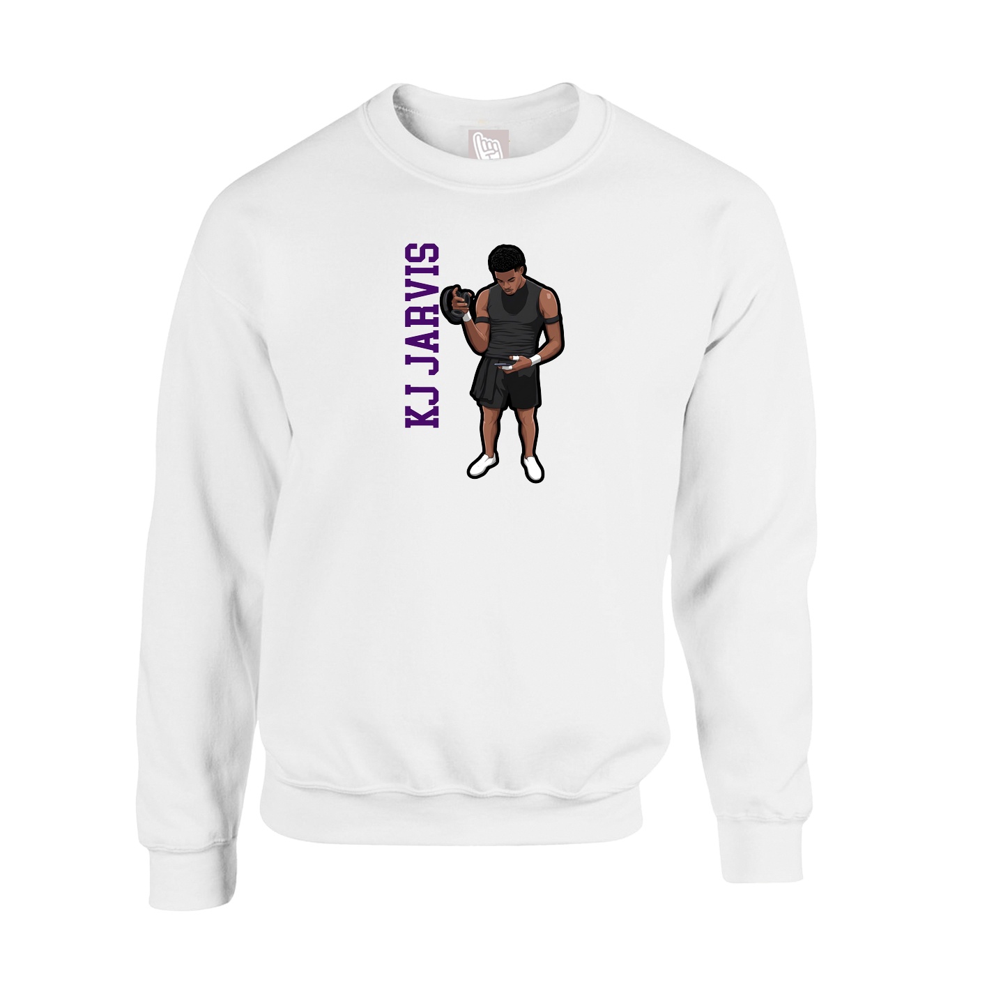 Fleece Crew — Name Vertical in White