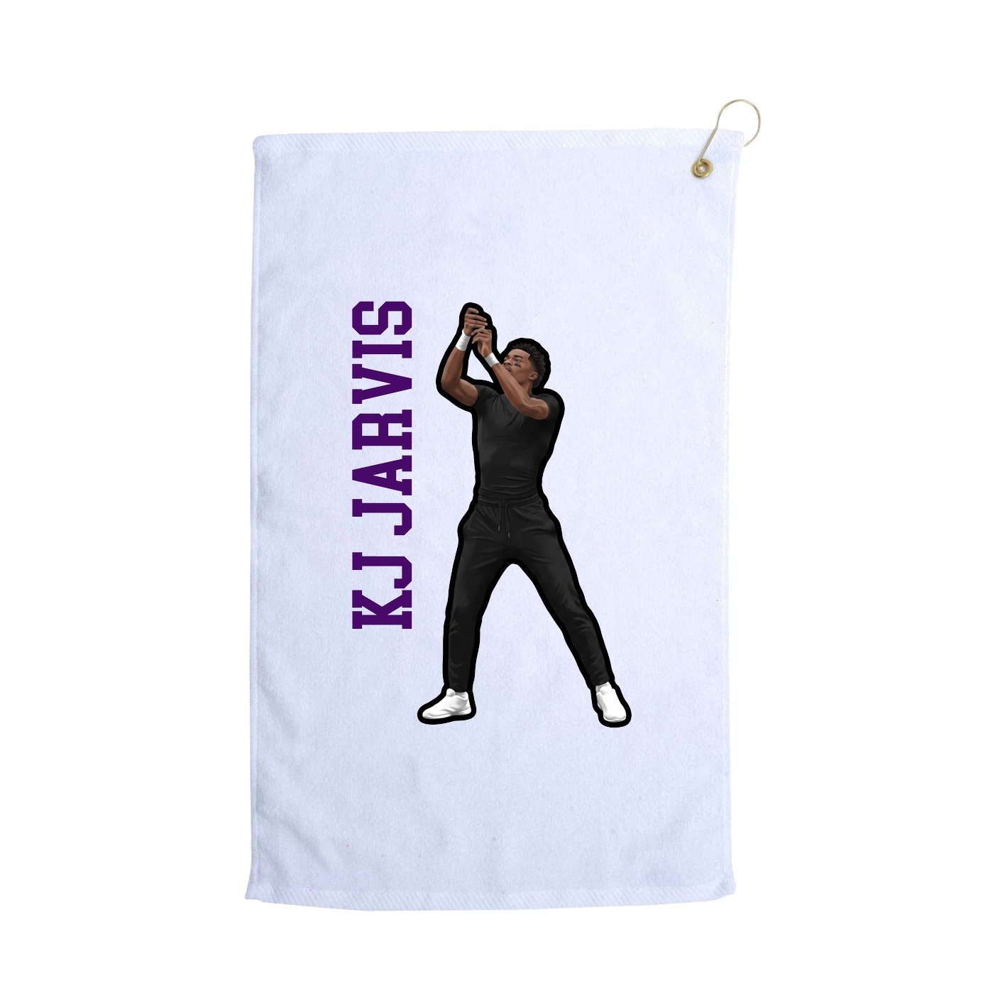 Golf Towel — Name Vertical in White