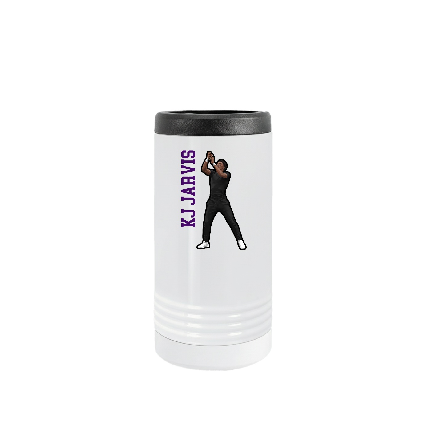 Slim Beverage Holder — Name Vertical in White