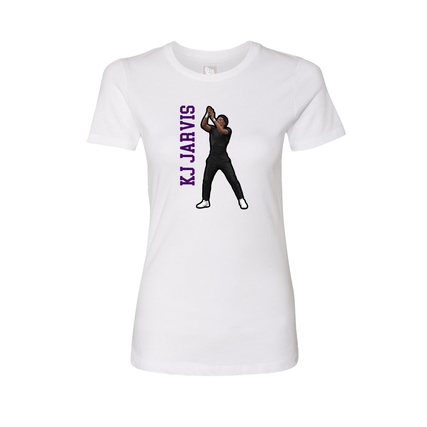 Fitted Women's Tee — Name Vertical in White