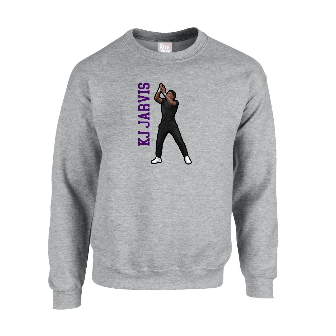 Fleece Crew — Name Vertical in Grey