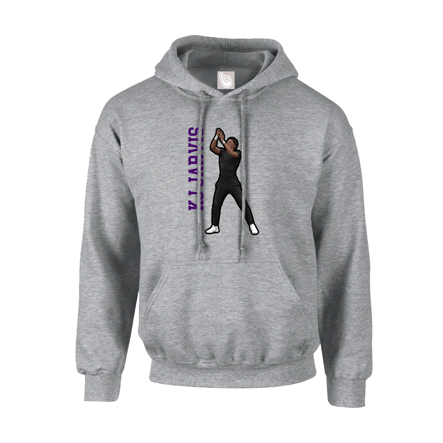 Youth Hoodie — Name Vertical in Grey