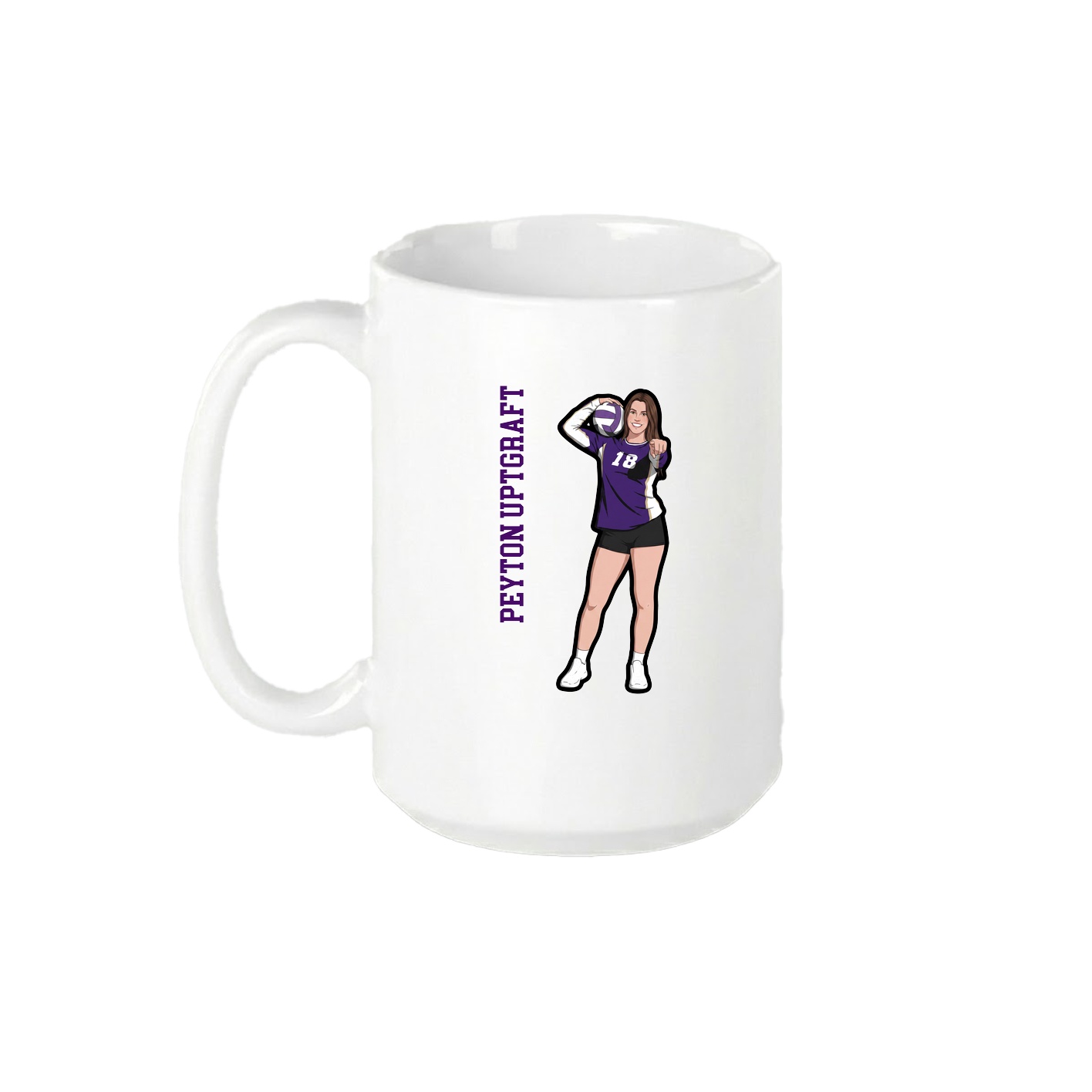 15oz Coffee Mug — Name Vertical in White