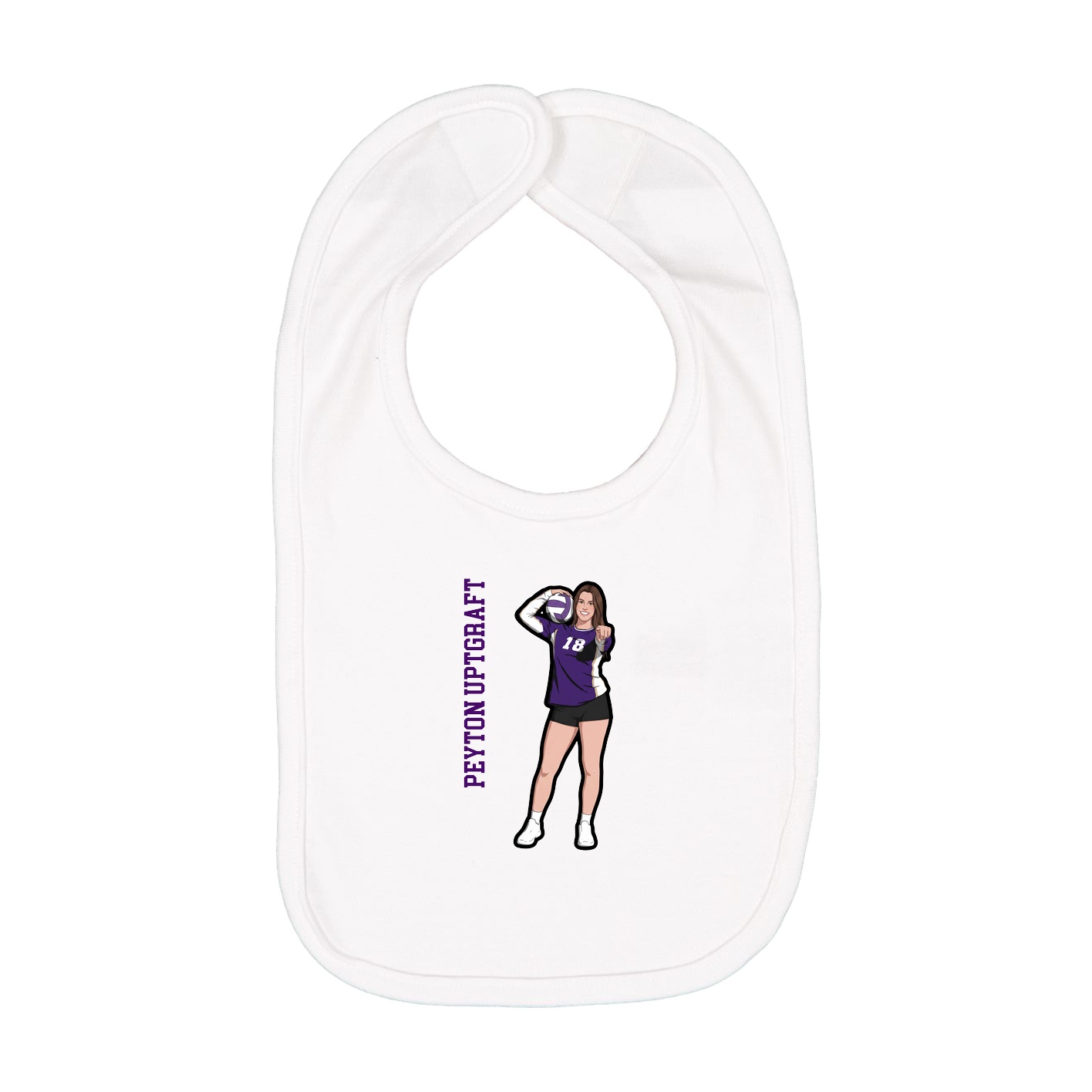 Infant Bib — Name Vertical in White