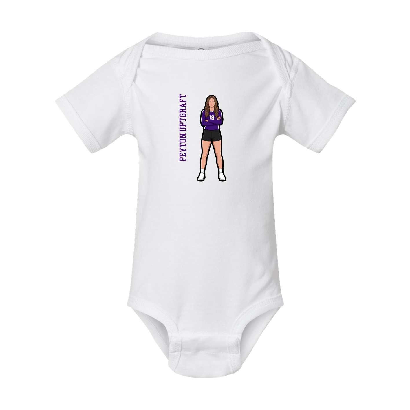 Baby Onesie — Name Vertical in White