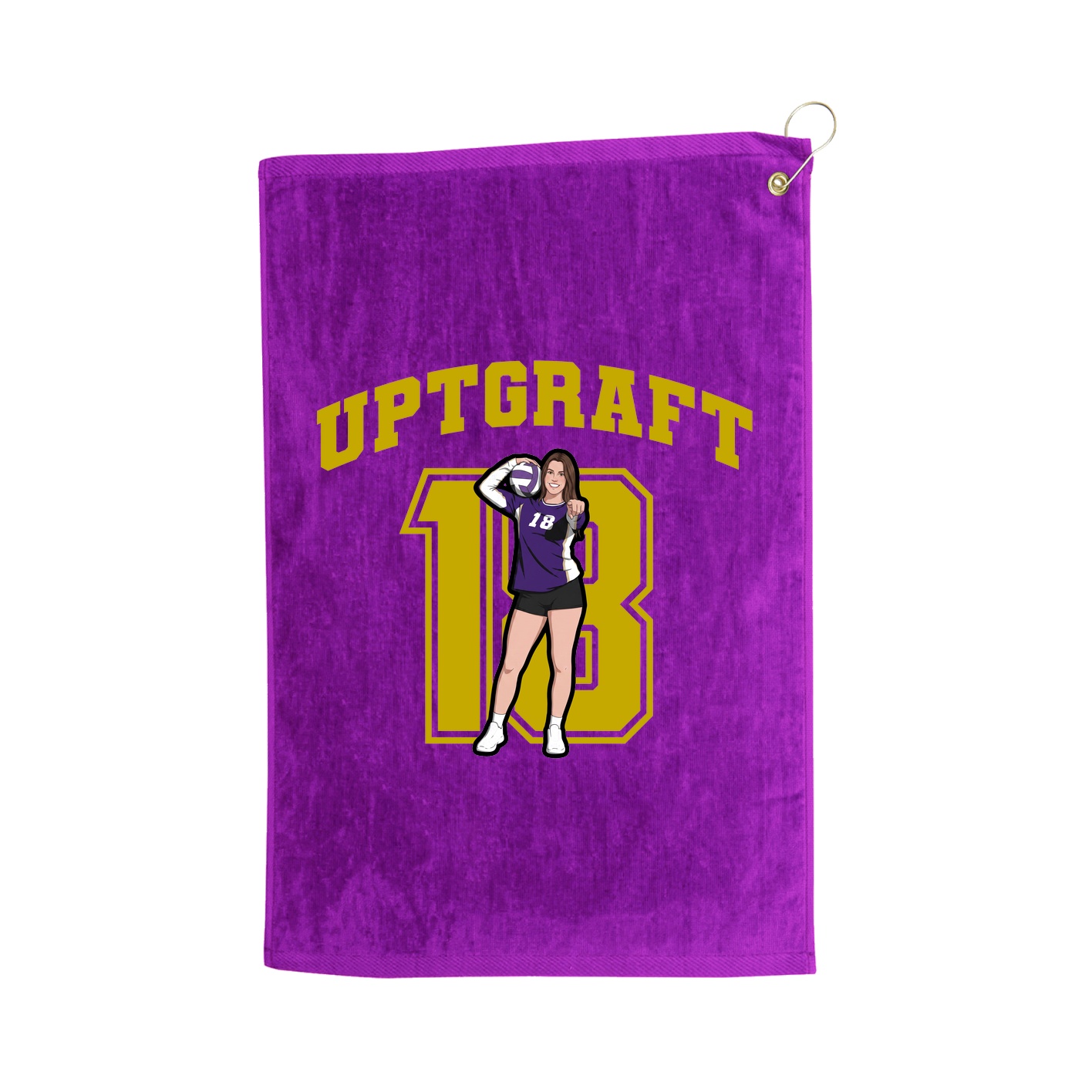 Golf Towel — Number in Purple