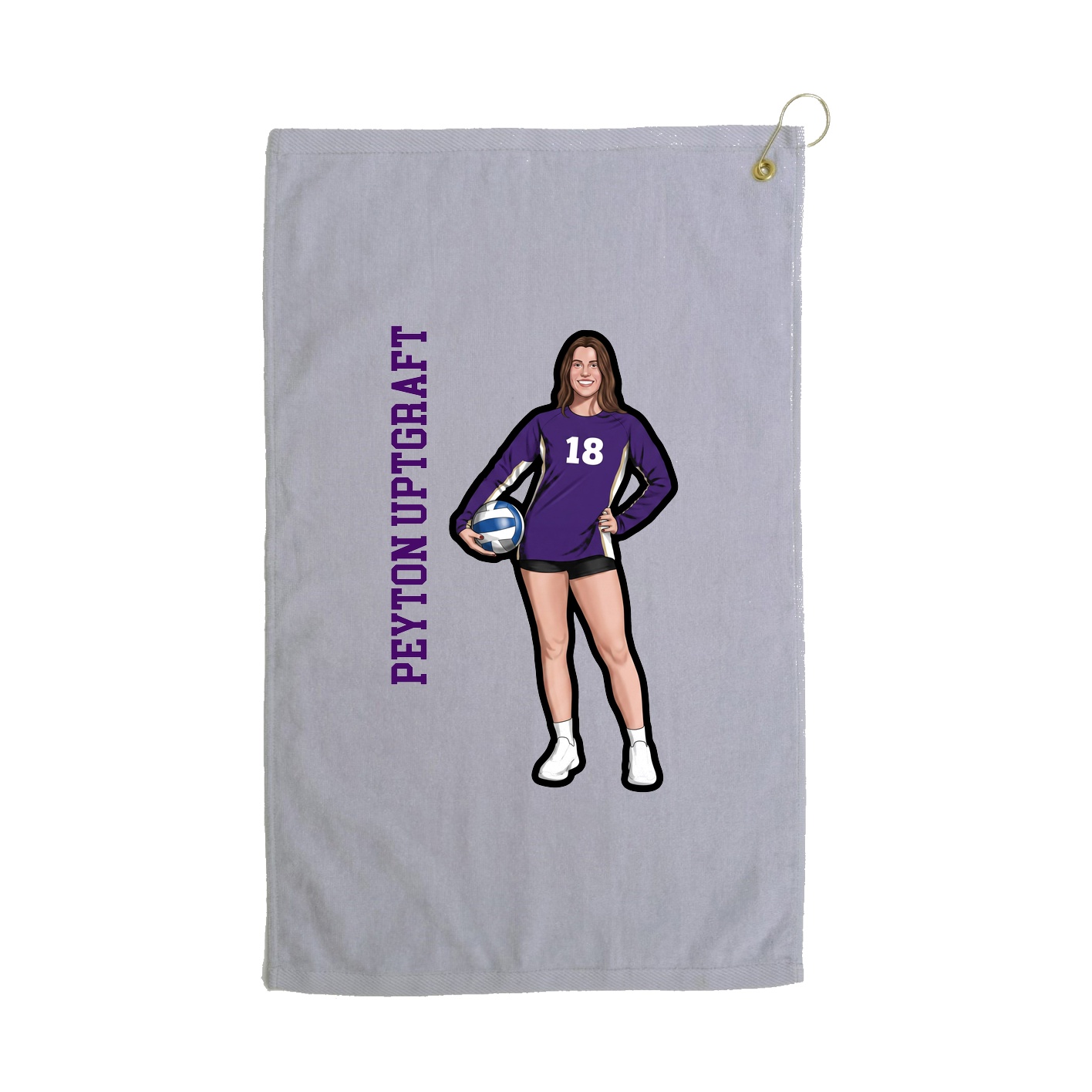 Golf Towel — Name Vertical in Grey