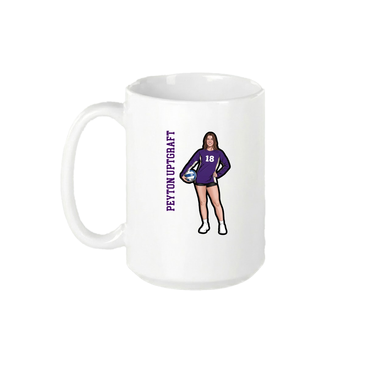 15oz Coffee Mug — Name Vertical in White