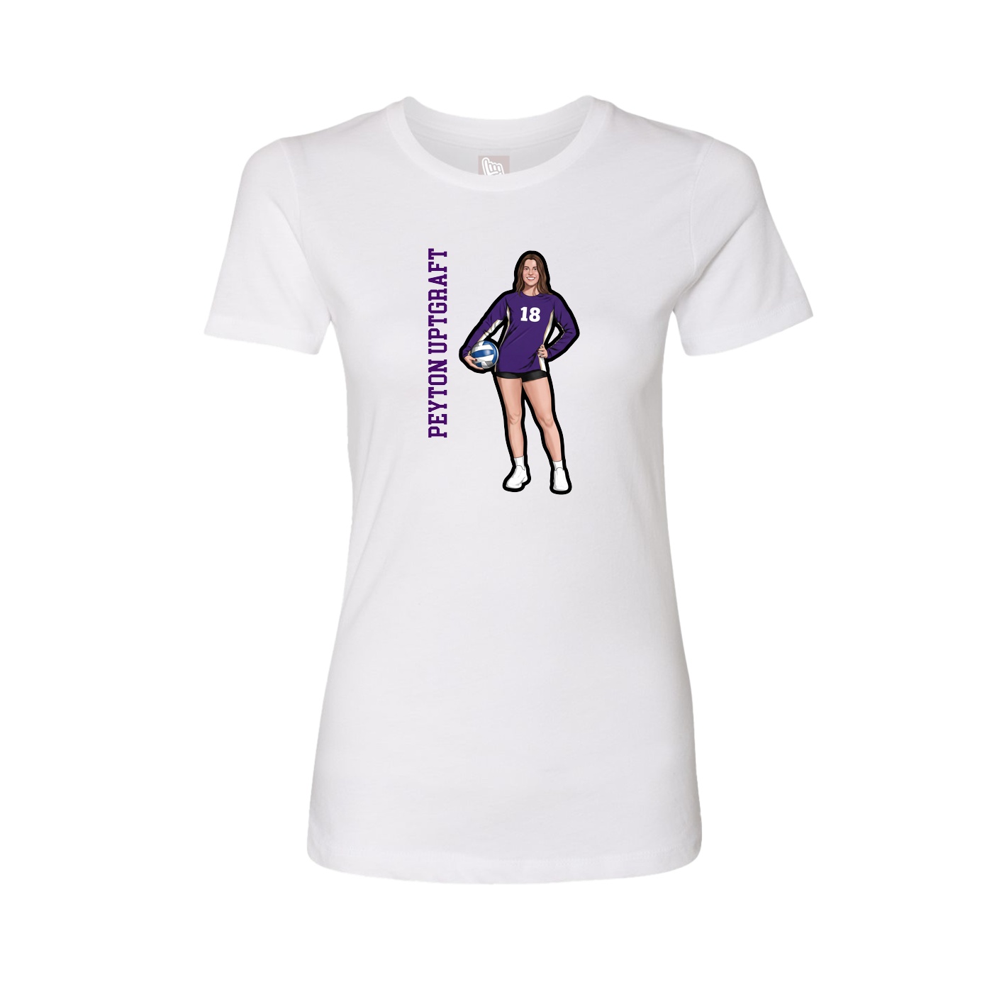 Fitted Women's Tee — Name Vertical in White