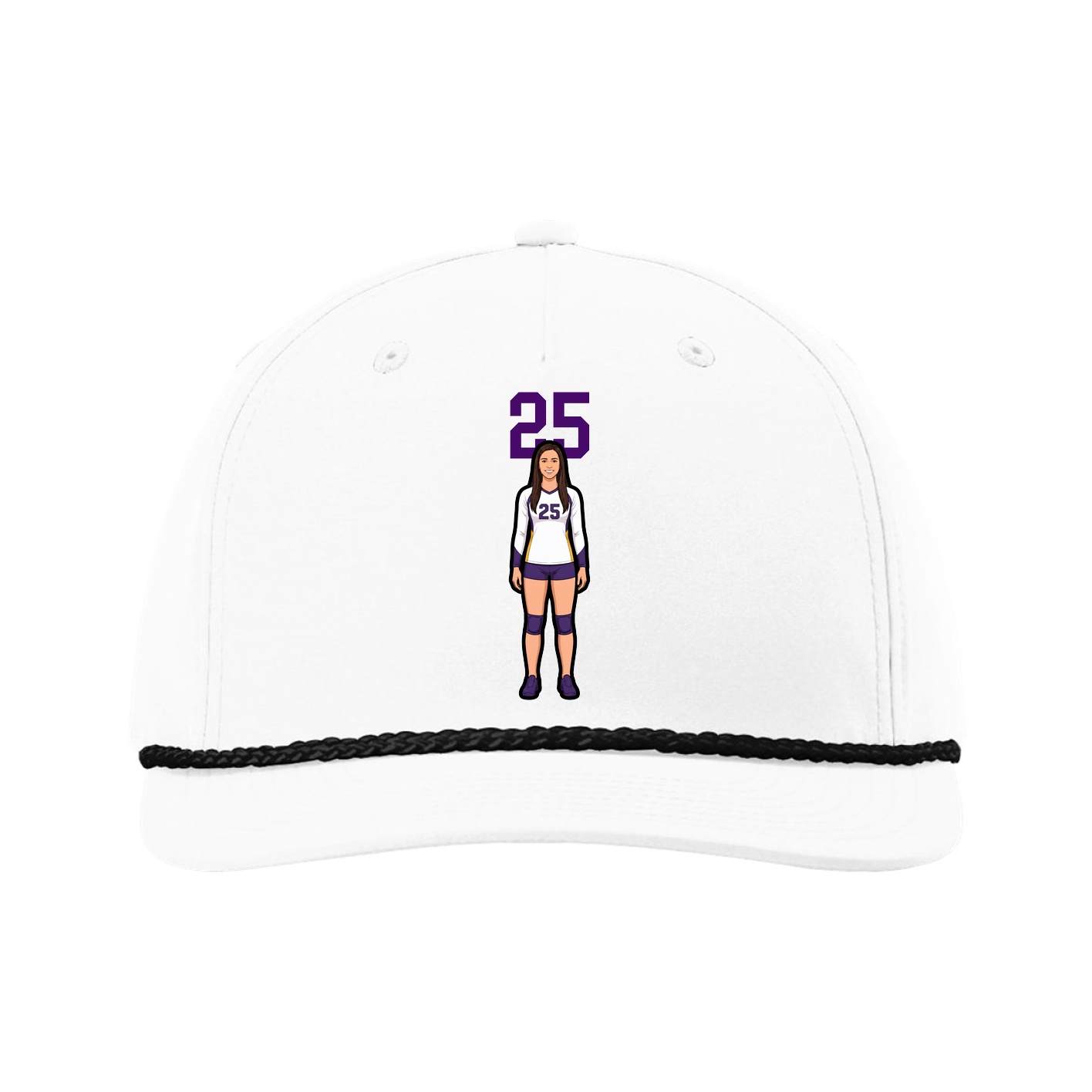 Five-Panel Classic Rope Cap — Number Top in White