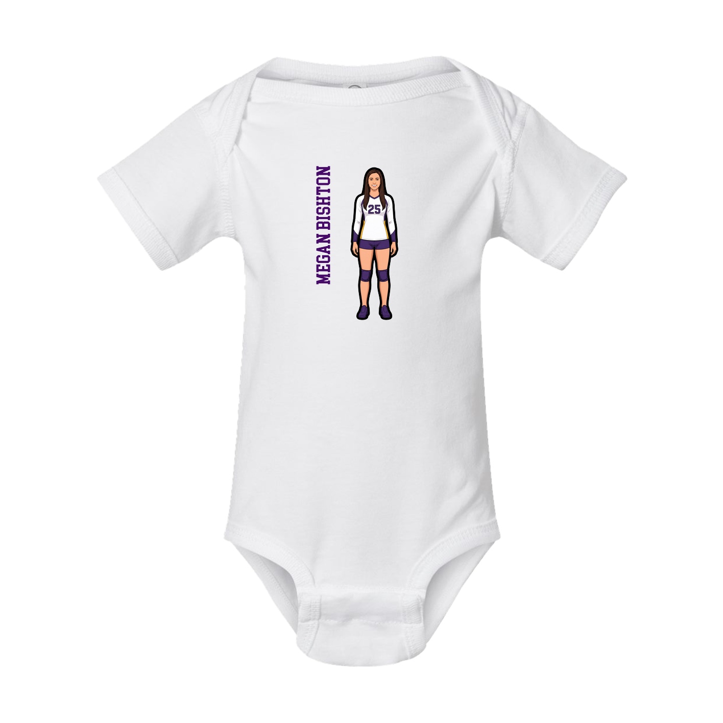 Baby Onesie — Name Vertical in White