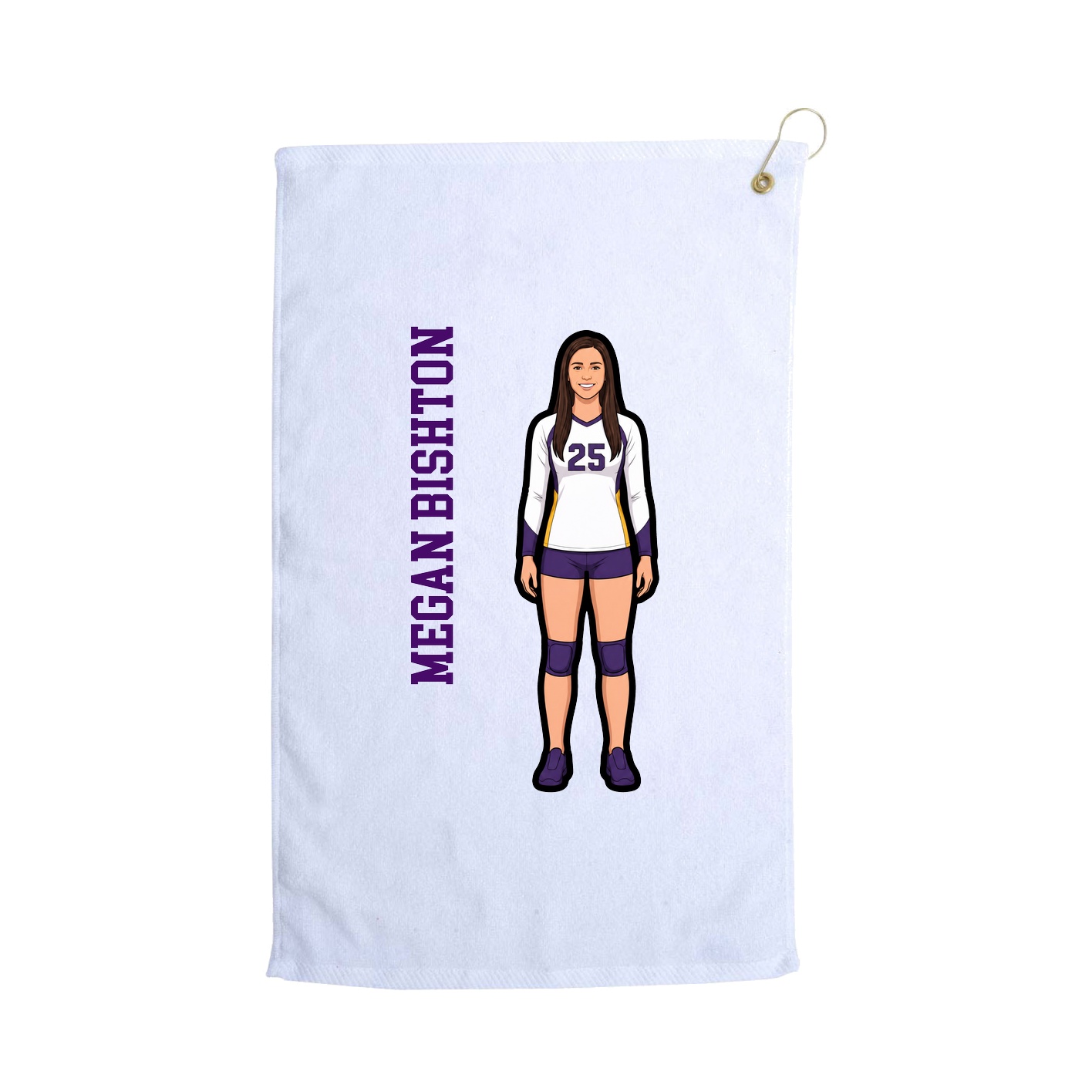 Golf Towel — Name Vertical in White