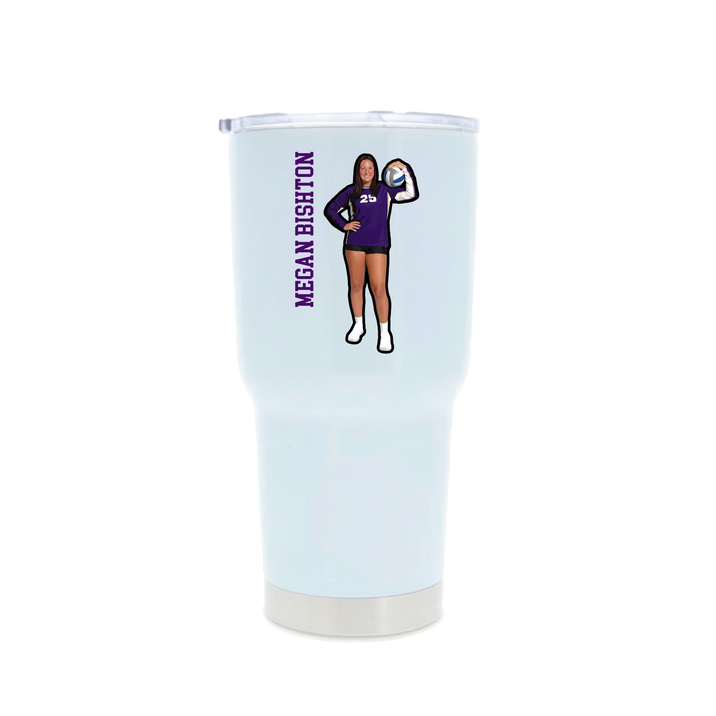 30oz Stainless Steel Tumbler — Name Vertical in White
