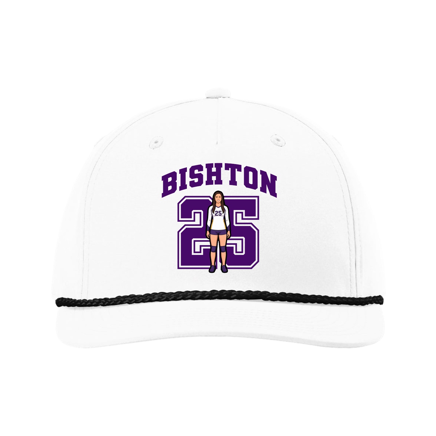 Five-Panel Classic Rope Cap — Number in White