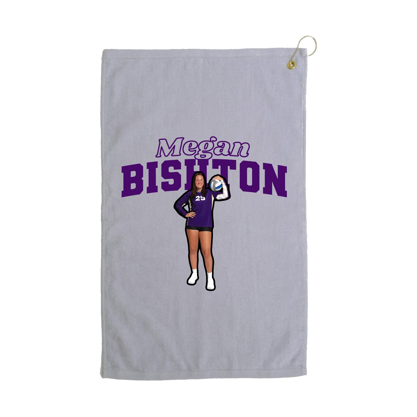 Golf Towel — Name Arch in Grey