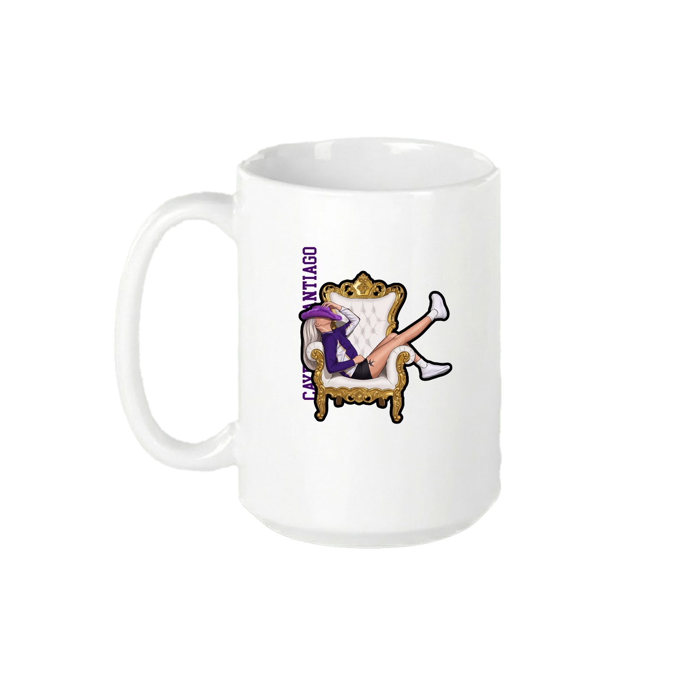 15oz Coffee Mug — Name Vertical in White