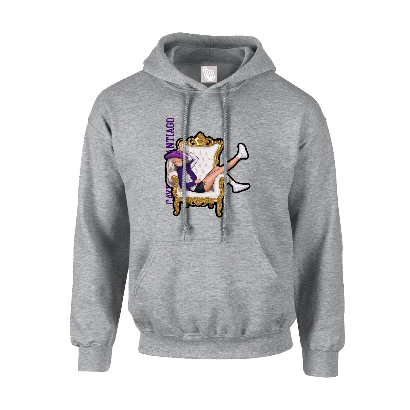 Hoodie — Name Vertical in Grey